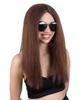 Adult Women's Brown Color Straight Medium Length Classic Hippie Wig