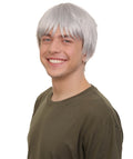Adult Men’s Grey Short Messy Hair Anime Manga Wig | Perfect for Halloween and Anime-themed Group Party | Flame-retardant Synthetic Fiber