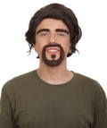 Adult Men’s Animated Cartoon Musical Movie Brown Wig Eyebrows Mustache Beard, Flame-retardant Synthetic Fiber