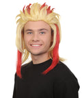 HPO Adult Men's Anime Demon Hunter Yellow & Red Flame Hair Wig