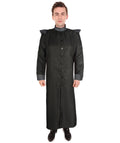 Adult Men's Warlock Coat Vampire Lord Victorian Steampunk Costume | Black Halloween Costume