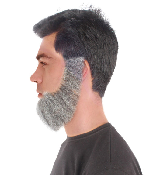 Men's Spade Human Hair Mid Length Beard | Grey Facial Hair | HPO