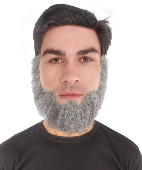 Men's Spade Human Hair Mid Length Beard | Grey Facial Hair | HPO