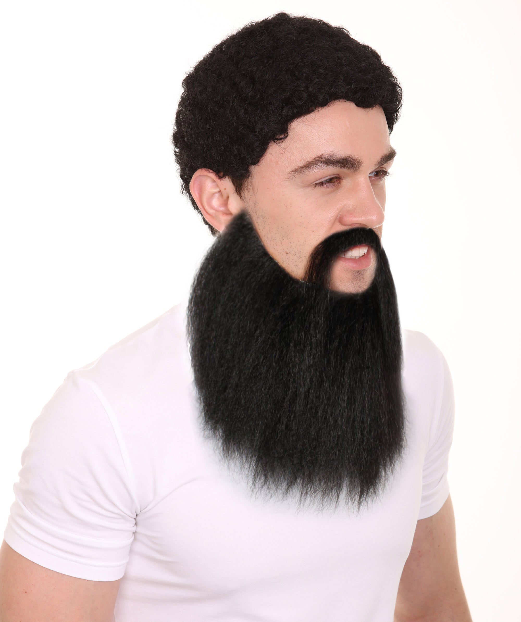 HPO Men's Synthetic Long Multicolor Beard – Cosplay Facial Hair, Straight Style, One Size, M-1316