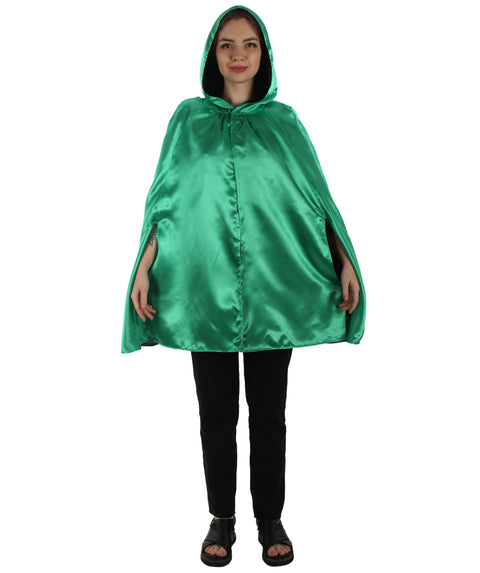 Adult Women's Reversible Hooded Short Cape Costume | Multiple Color Option Halloween Costume