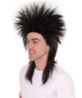 Men Rock and Roll Black Full Rave Wig Hair Halloween Cosplay Party | Premium Breathable Capless Cap