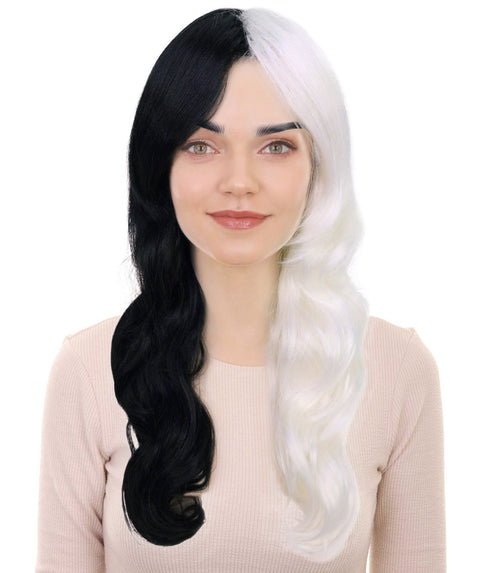 HPO Adult Women's Glow-In-The-Dark Long Curly Wavy Party Wig  in Multiple Color | GID Wigs | Premium Breathable Capless Cap