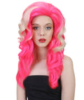 Adult Women’s anime-themed Blonde and Pink Ombre Wavy Bob Wig I Flame-retardant 100% Synthetic Fiber Cosplay Wig
