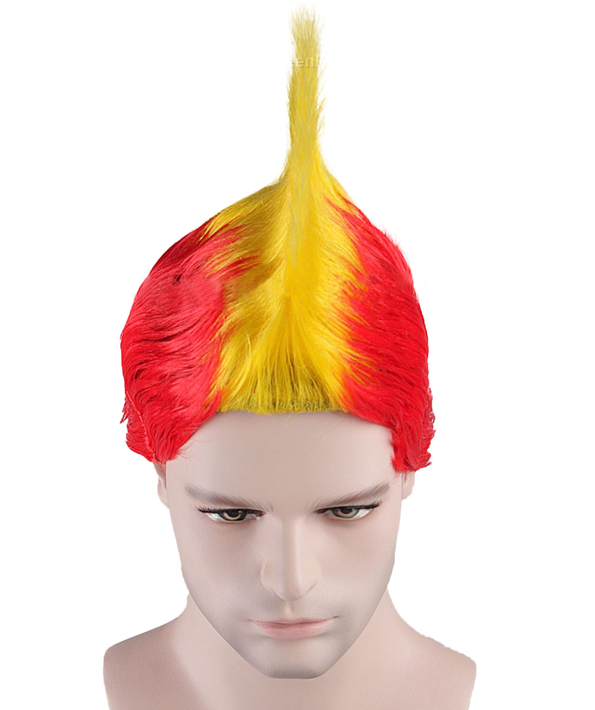 Red Yellow Mohawk Wig | - HalloweenPartyOnline