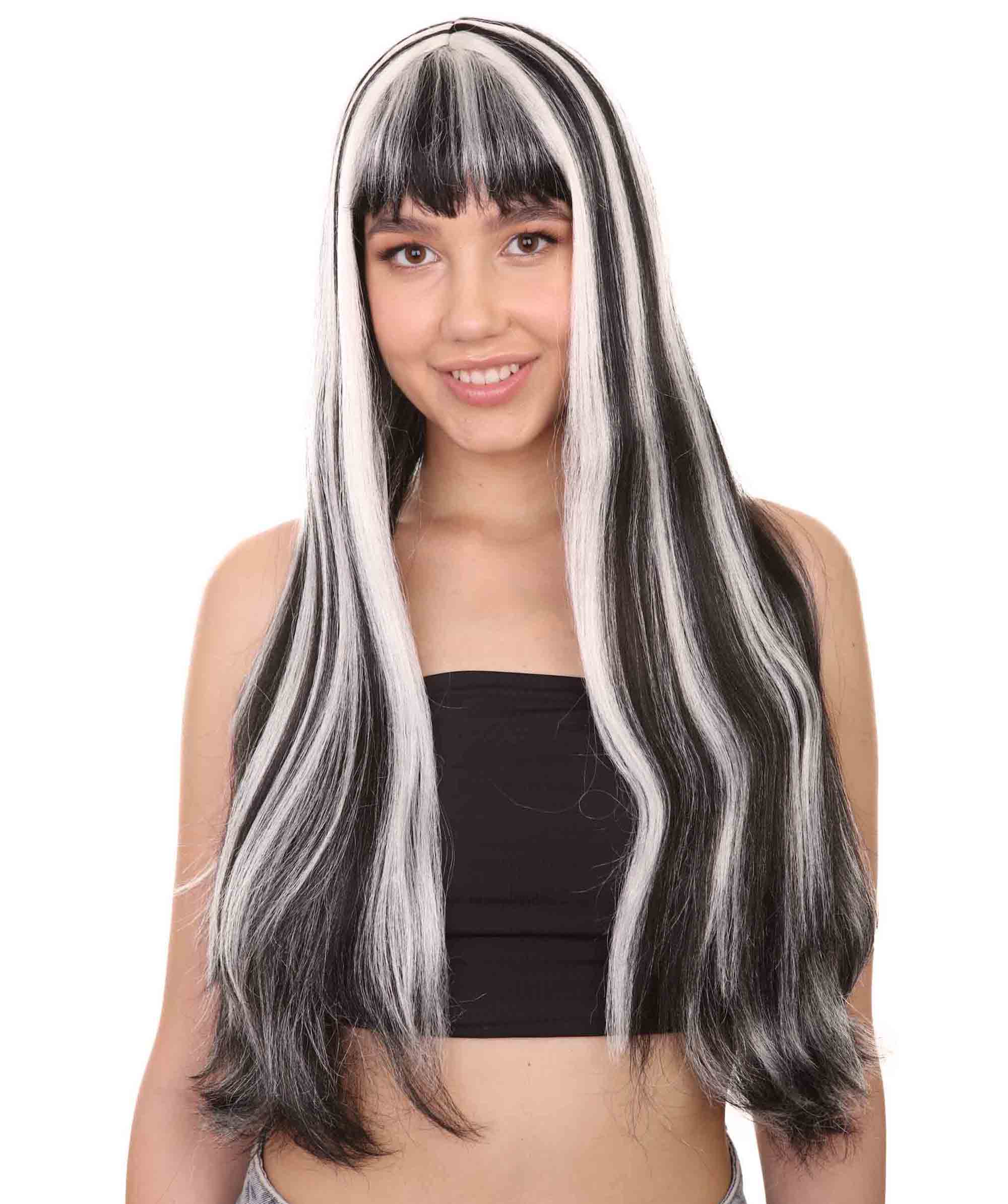 Blood Drip Monster Wig Ladies Green Black Long Hair main image 1
