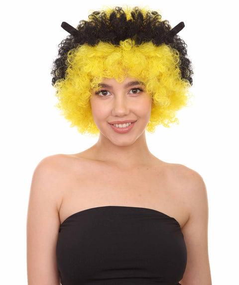 Bee Unisex Wig | Jumbo Super Size Afro Yellow Black Cosplay Halloween Wig | Premium Breathable Capless Cap