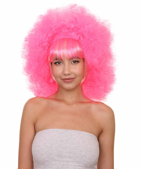 Pink bubble afro wig
