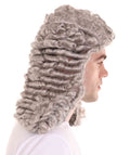 Curly Grey Historical Judge Wig