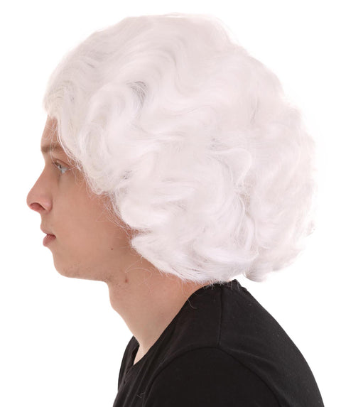 Colonial Wavy Curly Wigs | White Historical Wigs | Premium Breathable Capless Cap