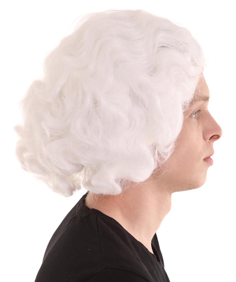 Colonial Wavy Curly Wigs | White Historical Wigs | Premium Breathable Capless Cap