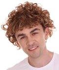 Men's Short Length  Curly Pop Rocker Wig | Brown Cosplay Wig | Premium Breathable Capless Cap