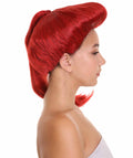 Womens Medium Length Magenta Straight Pony Tail Cosplay Wig | Premium Breathable Capless Cap