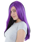 HPO | Gothic Glamour | Long Purple and Black Side Part, Halloween Wig