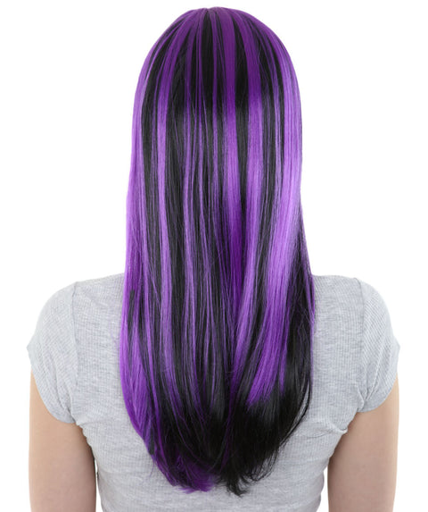 HPO | Gothic Glamour | Long Purple and Black Side Part, Halloween Wig