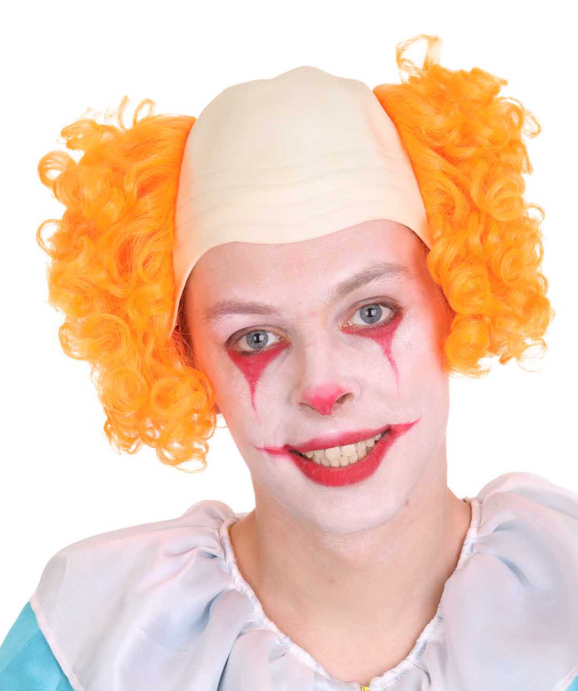 Half Bald Head Curly Men Clown Wig HalloweenPartyOnline