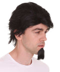 Animated Movie Dead Musician Black Wig with Goatee Set , TV/Movie Wigs , Premium Breathable Capless Cap