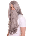 Long Wizard Wig and Beard Set | Grey Storybook & Fairytale Wigs | Premium Breathable Capless Cap