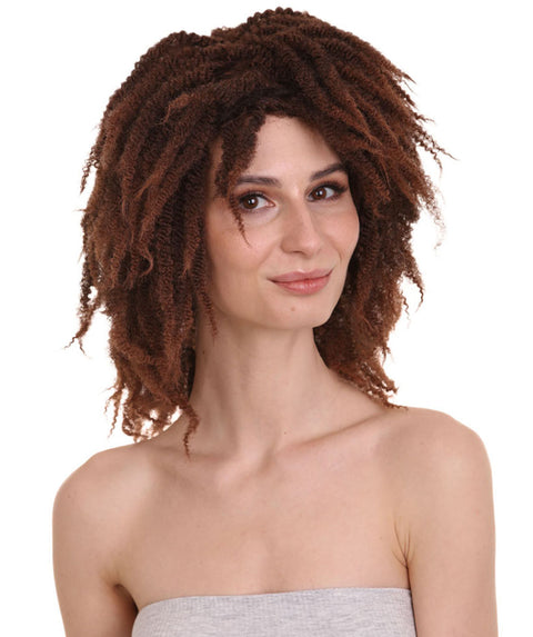 Short Brown Dreadlock Women's Wig | Party Ready Fancy Cosplay Halloween Wig | Premium Breathable Capless Cap