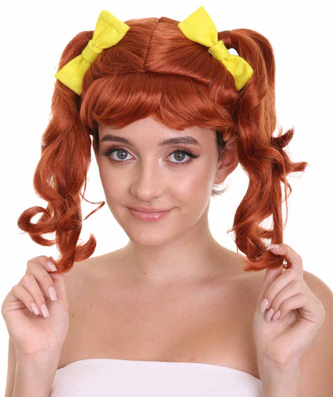 red wig with pigtails
