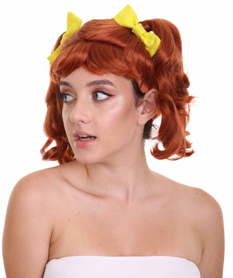 red wig with pigtails