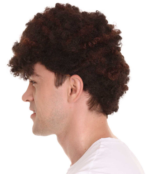 Men's Football Curly Brown Wig