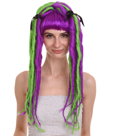 Neon Dreadlock Wig | Fancy Cosplay Halloween Wig | Premium Breathable Capless Cap