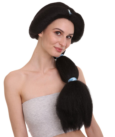Womens Adult Princess Braided Wig | Black TV/Movie Wigs | Premium Breathable Capless Cap