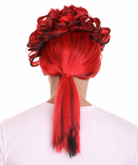 Colonial Long Red And Black Wig