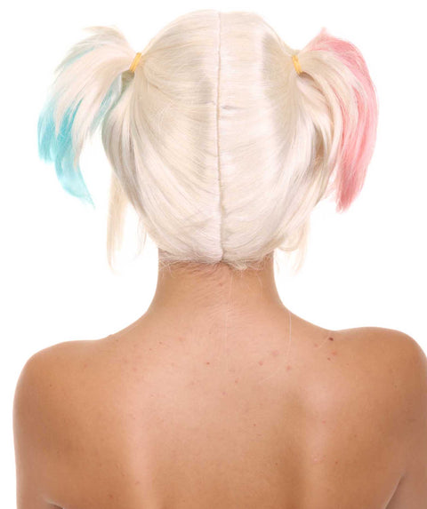 Women's Multi Color Straight Short Pigtail Wig