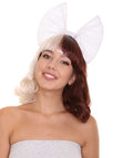 Adult Womens Short Curly Wig w/ Large White Bow | Brown & Blonde Celebrity Wig | Premium Breathable Capless Cap