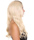 Women's Medium Length Blonde Make Up Artist Wig - Long Blonde Hair with Dark Roots - Capless Cap Design