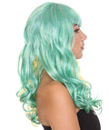 HPO Adul Women's Comedian Girl Green/Yellow Cosplay Wig, Perfect for Halloween, Flame-retardant Synthetic Fiber