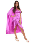 Purple V-Neck Slit Dress with Cloak