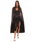 Adult Women's Costume for Cosplay Game of Thrones Dragon Queen Black Dress with Cloak