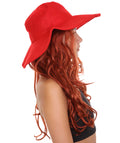 Womens Long Length Brown Curly Cosplay Wig with Red Fedora | Breathable Capless Cap