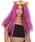 HPO Adult Women's New Monster Electrified Black and Pink Cosplay Wig, Perfect for Halloween, Flame-retardant Synthetic Fiber