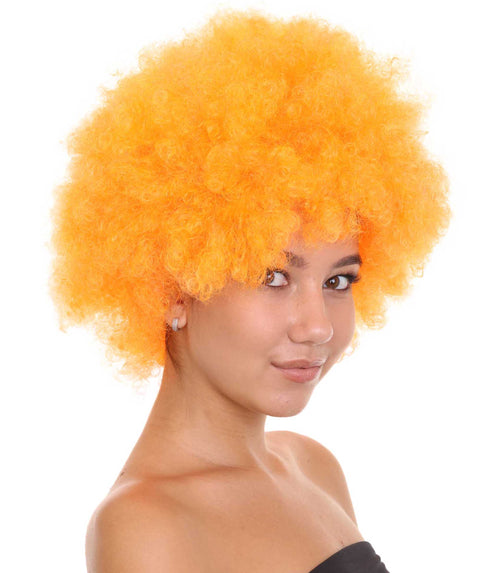 Orange Afro Unisex Wig | Super Size Jumbo Party Ready Fancy Cosplay Halloween Wig | Premium Breathable Capless Cap