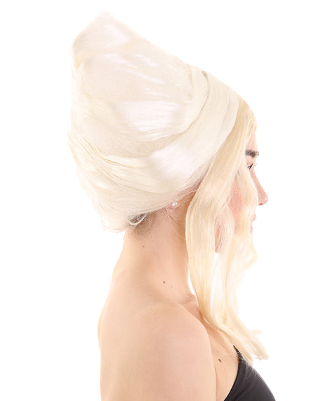 Womens Drag Princess Wig , White & Blonde Celebrity Wigs , Premium Breathable Capless Cap