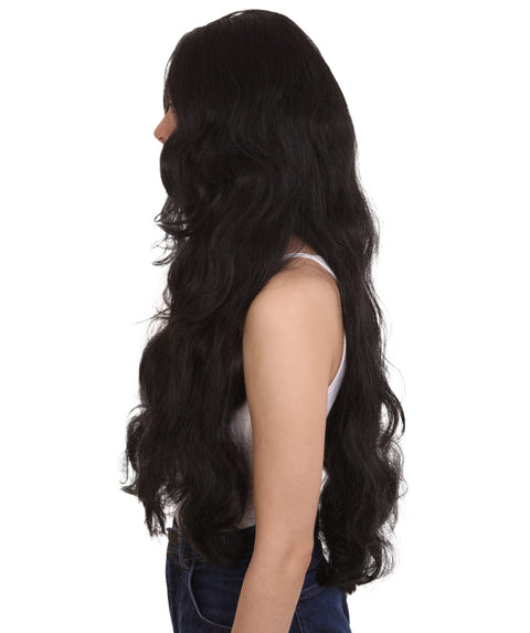 Long Black Side Parted Cosplay Wig
