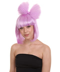 Singer Women's Wig | Neon Purple Pop Srar Wig With Bow | Premium Breathable Capless Cap