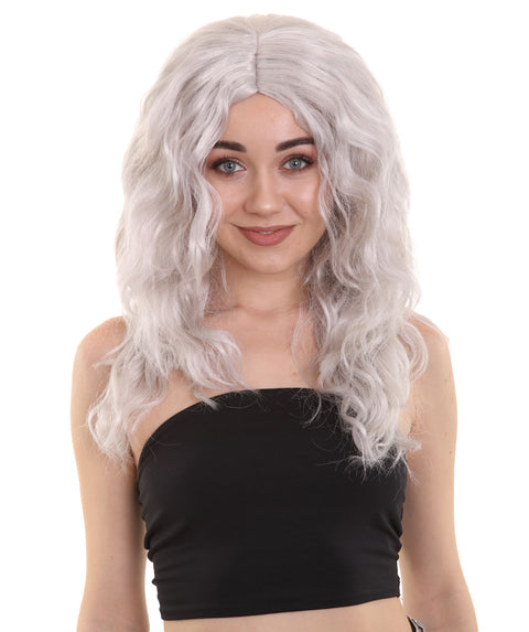 Grey Silver Wavy Women's Wig