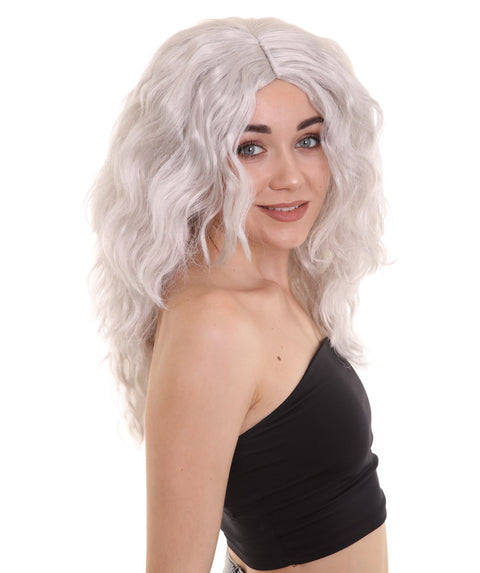 Grey Silver Wavy Women's Wig