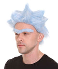 Scientist Lt Blue Wig and Two Styles Unibrow | TV/Movie Wigs | Premium Breathable Capless Cap