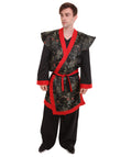 Adult Men's Deluxe Samurai Embroidery Japanese Asian Robe  Costume | Multicolor Cosplay Costume