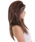 Women's 60's Brunette Bouffant with Silver Tinsel Highlights | Halloween Rave Wig | Premium Breathable Capless Cap